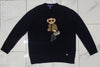 Ralph Lauren Women's Purple Label Bear Patch Black Cashmere Sweater - Unique Style