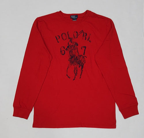 Nwt Kids Polo Ralph Lauren Red Polo RL 67 Graphic L/S Tee (8-20)