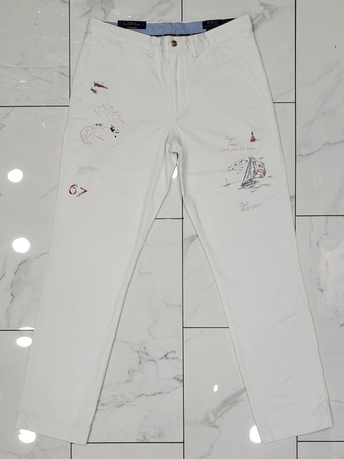 Nwt Polo Ralph Lauren White Sailboat RL 67 Straight Fit Pants