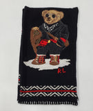 Nwt Polo Ralph Lauren Black/Red Snow Explorer Wool Blend Scarf
