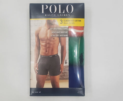 Polo Ralph Lauren Classic Fit 3 Pack Boxer Briefs (Orange/Green/Royal)