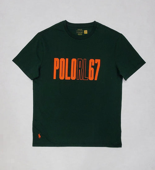 Nwt Polo Ralph Lauren Green w/Orange Polo RL 67 Tee