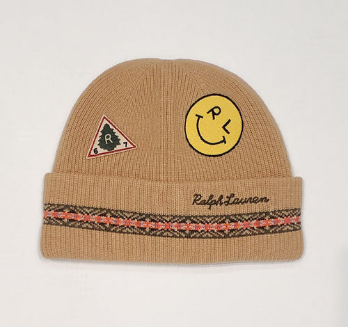 NWT Polo Ralph Lauren Khaki RL Smiley Patch Skully - Unique Style