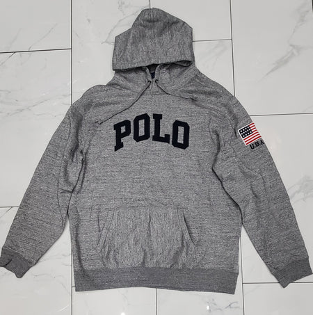 Nwt Polo Ralph Lauren Grey/Navy Script Patch Hoodie