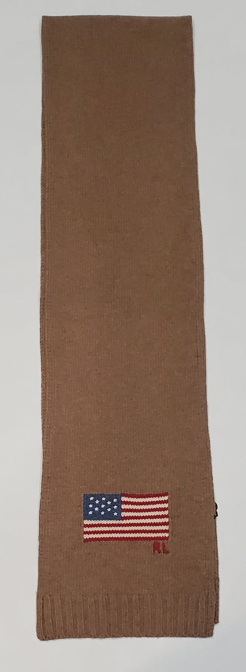 Nwt Polo Ralph Lauren Brown American Flag Scarf