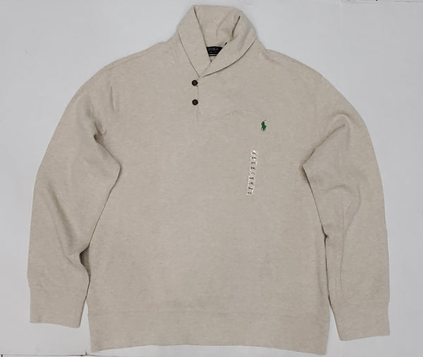 Nwt Polo Ralph Lauren Beige w/Green Horse Shawl Neck Sweater - Unique Style