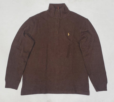 美品　POLO RALPH LAUREN Polo Ralph Lauren Quarter Zip Sweater In Dark Brown Heather UK RRP