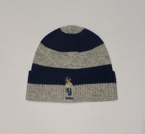 NWT Polo Ralph Lauren Gray / Navy Stripe Heritage Polo Bear Skully - Unique Style