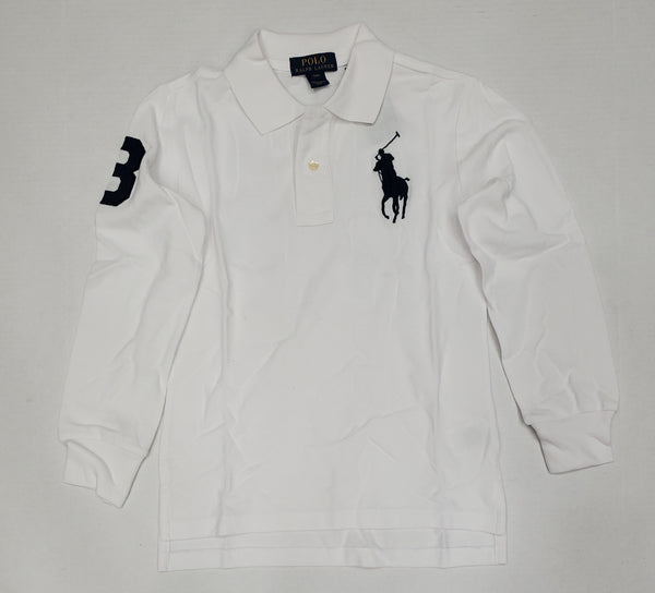 Kids Polo Ralph Lauren White with Navy Big Pony Polo Shirt (8-20) - Unique Style