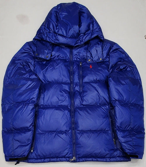 Nwt Polo Ralph Lauren Glossy Blue Small Pony Hoodie Down Jacket