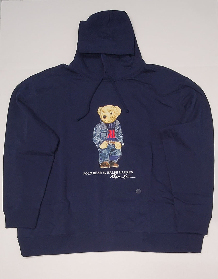 新品タグ付き Polo Big & Tall ネイビー RL デニム ストリートウェア スタイル テディベア フーディー