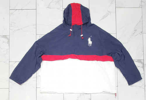 Nwt Polo Big & Tall Navy/White/Red Big Pony Pullover Nylon Jacket