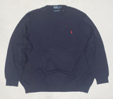 Nwt Polo Big & Tall Navy w/Red Horse Cotton Round Neck Sweater - Unique Style