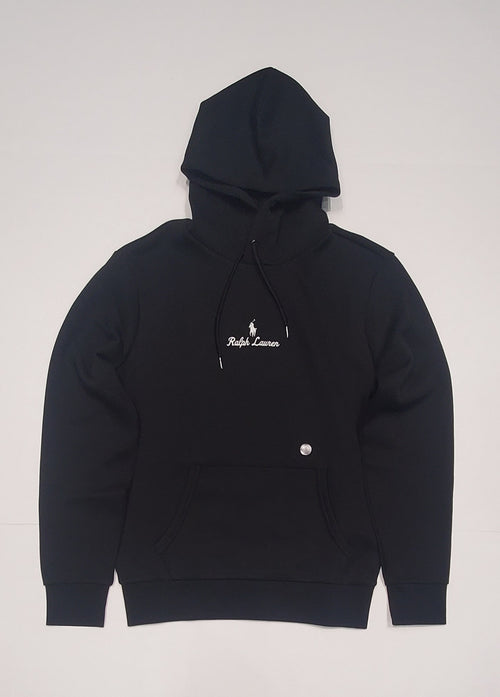 Nwt Polo Ralph Lauren Black Spellout Logo Double Knit Hoodie
