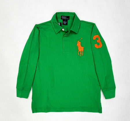 Kids Polo Ralph Lauren Orange with Navy Big Pony Polo Shirt (8-20)