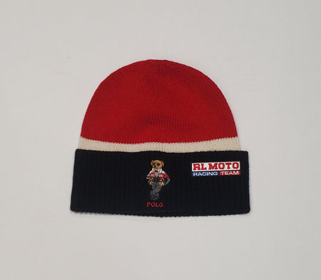 NWT Polo Ralph Lauren Red / Cream / Black RL Moto Racing Team Polo Bear Skully - Unique Style