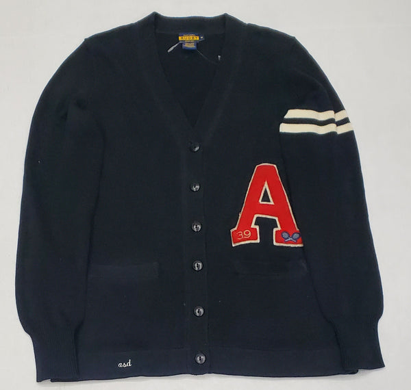 Nwt Ralph Lauren Rugby Black "A" Varsity Cardigan