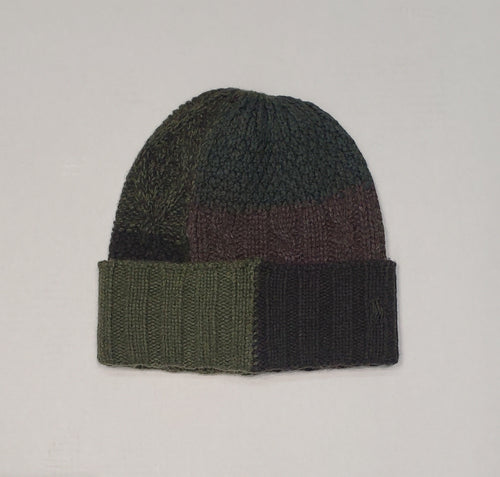 NWT Polo Ralph Lauren Olive Multi Patchwork Knit Skully - Unique Style