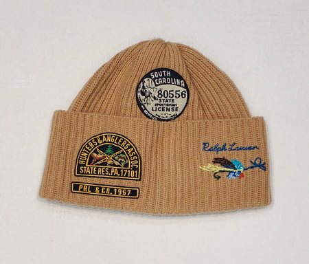 NWT Polo Ralph Lauren Khaki Sportsman Outdoors Patch Skully - Unique Style