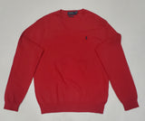 Nwt Polo Ralph Lauren Tudor Red w/Navy Horse V-Neck Cotton Sweater - Unique Style