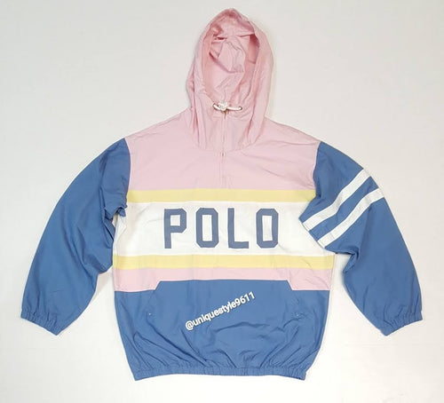 Nwt Polo Ralph Lauren Pink/Yellow/White/Blue Polo Spellout Women's Oversize Windbreaker - Unique Style