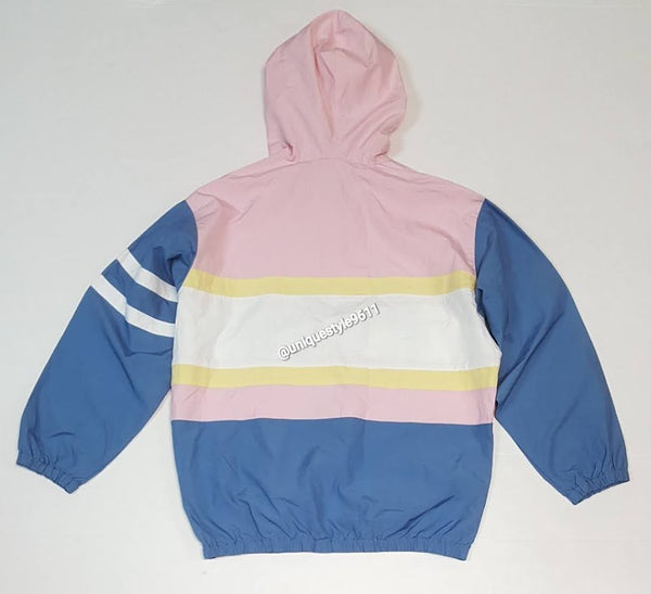 Nwt Polo Ralph Lauren Pink/Yellow/White/Blue Polo Spellout Women's Oversize Windbreaker - Unique Style