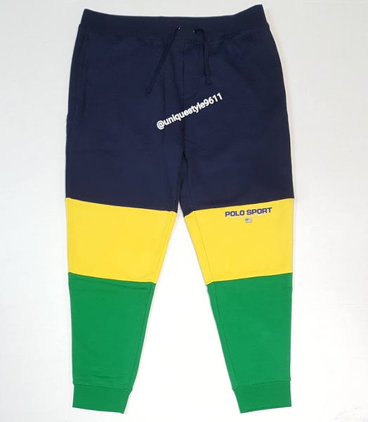 Nwt Polo Sport Green/Yellow/Navy Spellout Fleece Joggers - Unique Style
