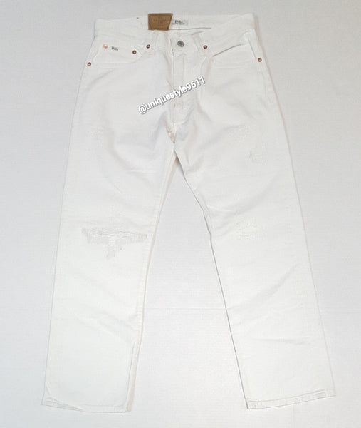Nwt Polo Ralph Lauren White Rips Classic Fit Rigid Jeans - Unique Style