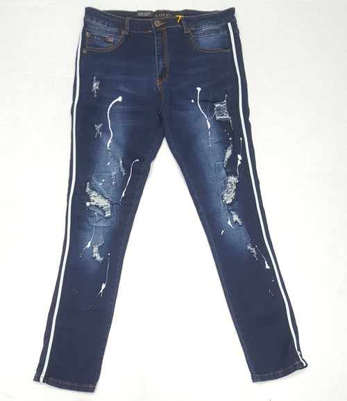 M.society Navy/White Stripe Jeans - Unique Style