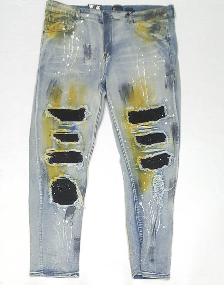 Nwt Polo Big & Tall Paint Splatter Hampton Relaxed Straight Fit Jeans
