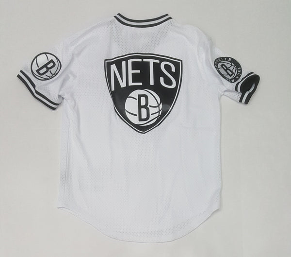 BROOKLYN NETS LOGO MESH BUTTON UP SHIRT (BLACK)