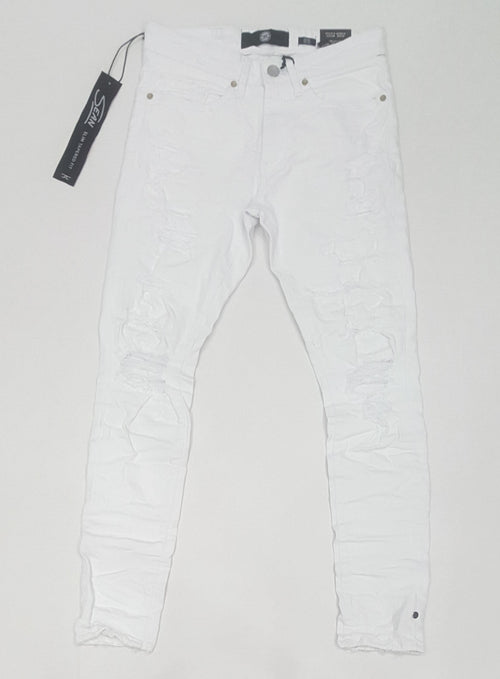 Jordan Craig Ross Fit Color Ribbing White Jeans - Unique Style