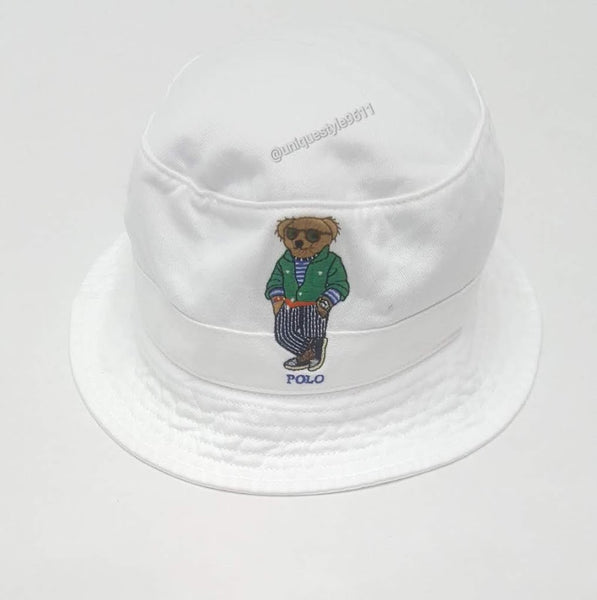 Nwt Polo Ralph Lauren White Casual Bear Bucket Hat - Unique Style