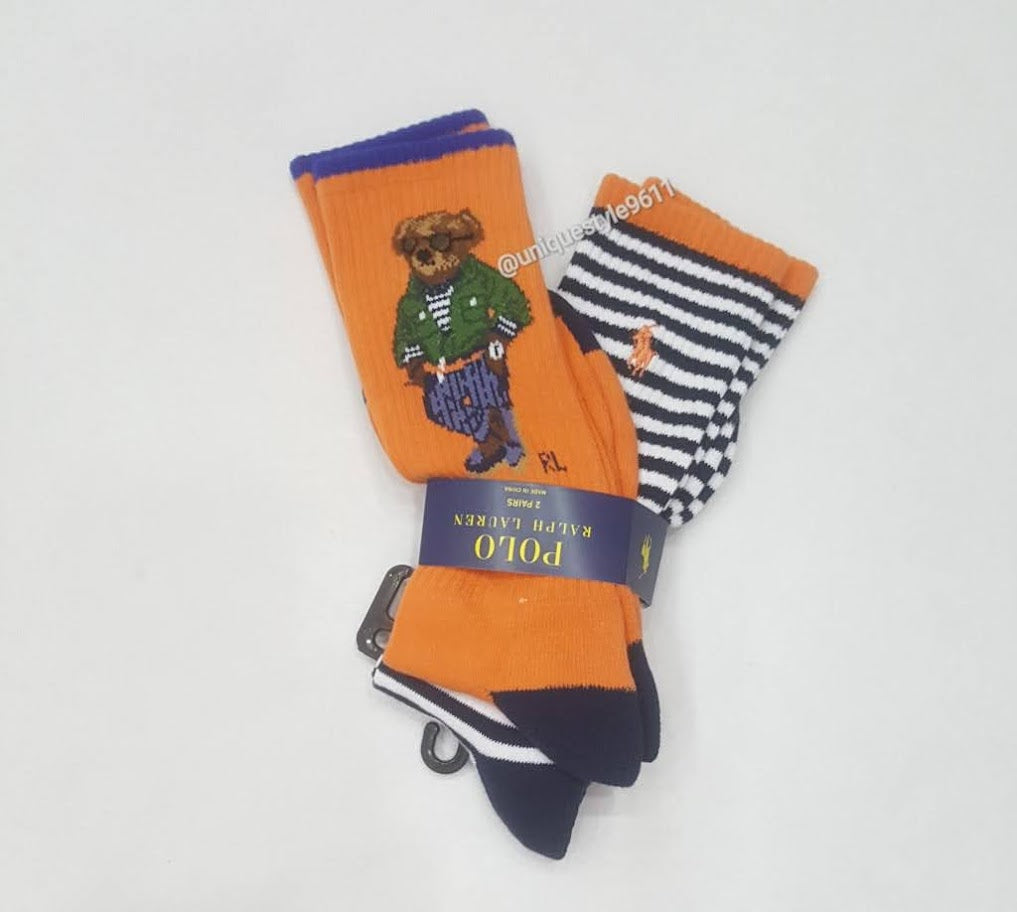 Nwt Polo Ralph Lauren Orange Bear/Small Pony Socks