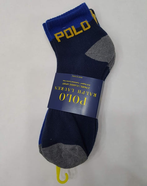 Nwt Polo Ralph Lauren 3 Pack Ankle Spellout Socks - Unique Style