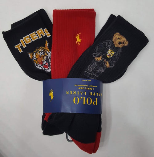 Nwt Polo Ralph Lauren 3 Pack Long Teddy Bear/Tiger/Small Pony Socks - Unique Style