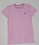 Womens Polo Ralph Lauren Small Pony LT Pink/Wht Tee - Unique Style