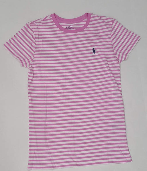 Womens Polo Ralph Lauren Small Pony LT Pink/Wht Tee - Unique Style