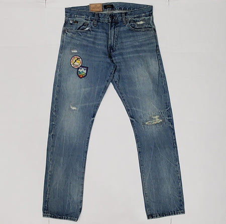 Nwt Polo Ralph Lauren Blue Rips Patch Pocket Sullivan Jeans