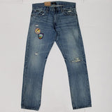 Nwt Polo Ralph Lauren Blue Varick Slim Straight Fit Patch Jeans - Unique Style
