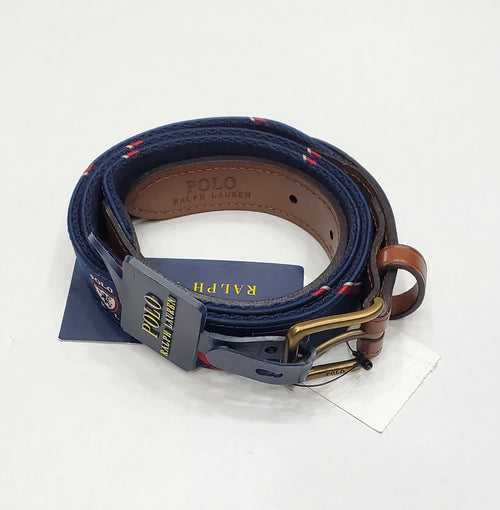 Nwt Polo Ralph Lauren Navy Letterman Webbed Belt - Unique Style
