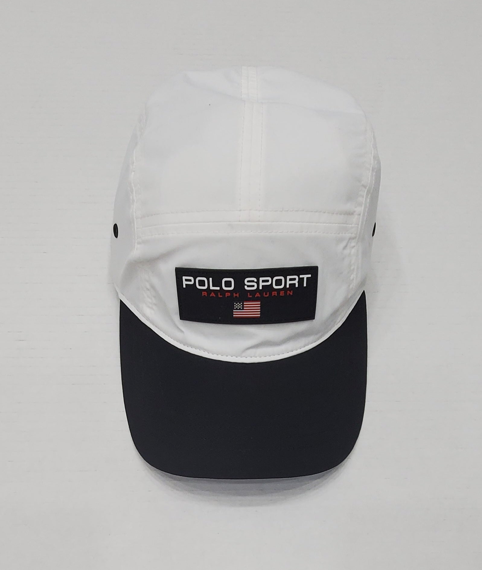 Nwt Polo Ralph Lauren White/Black Polo Sport 5 Panel Nylon