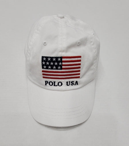 Nwt Polo Lauren White Wimbledon Lawn Tennis Adjustable Strap Back Hat