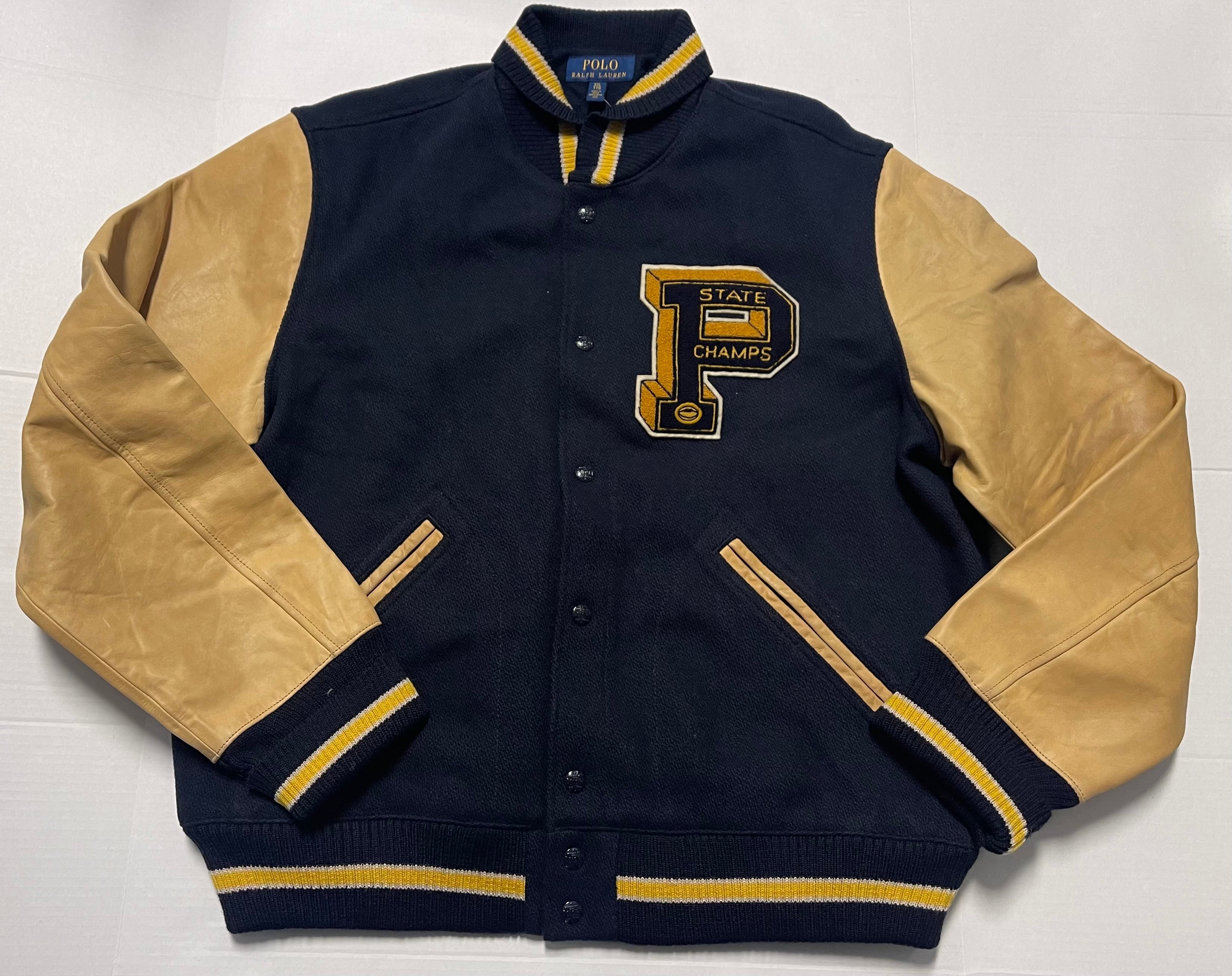 Nwt Polo Ralph Lauren Navy P State Champs Patch Varsity Jacket