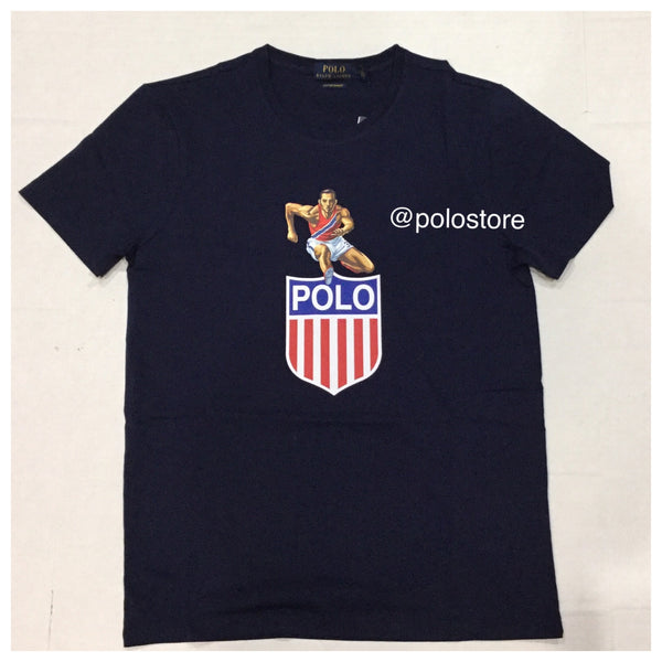 Nwt Polo Ralph Lauren Navy Kswiss Spellout  Tee - Unique Style