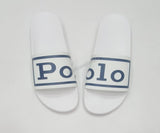 Nwt Polo Ralph Lauren White Spellout Logo 2022 Slides - Unique Style