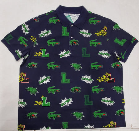 Lacoste Allover Print Baby Blue Regular Fit Polo