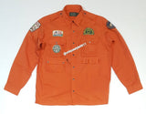Nwt Polo Country Orange Sportsman Patches Maine Guide Button Up - Unique Style