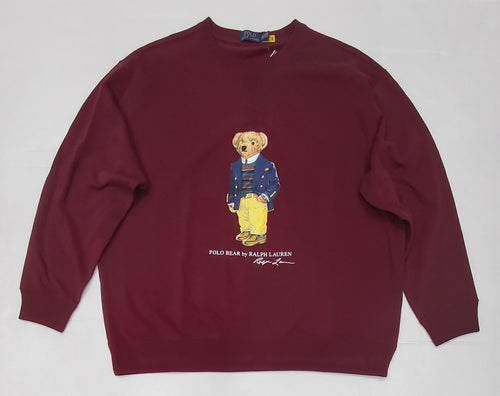 Nwt Polo Big & Tall  Burgundy Bear Sweatshirt - Unique Style