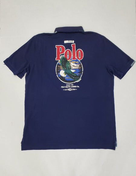 Nwt Polo Ralph Lauren Orange with Navy Big Pony Embroidered Crest Classic Fit Polo